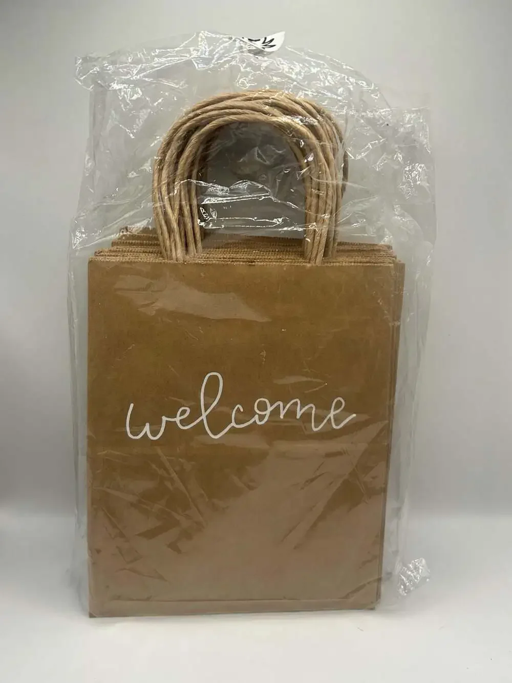 15 Pack Kraft Paper Gift Bags with Handles “Welcome”